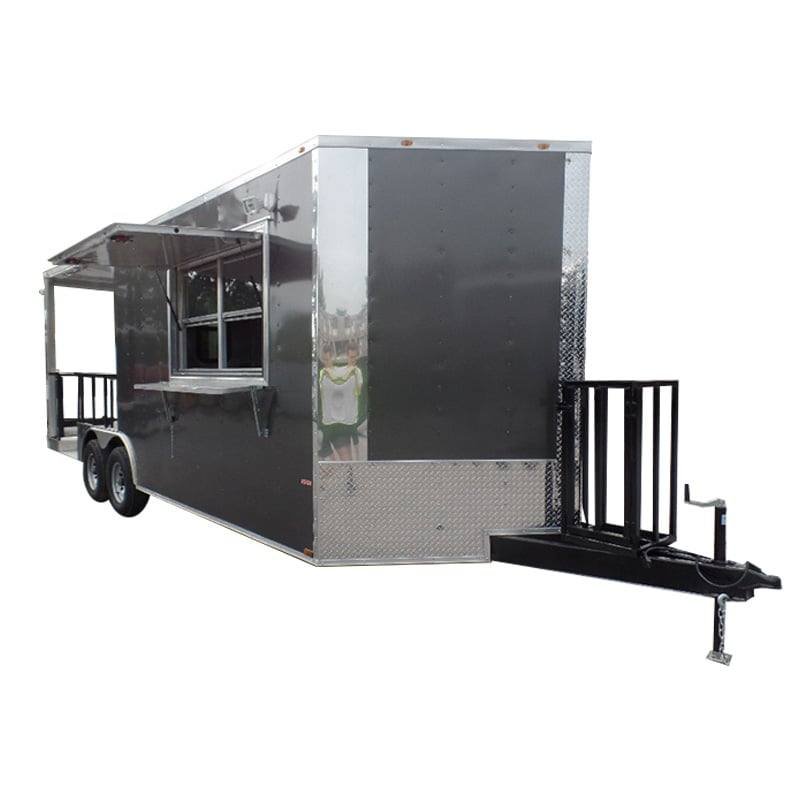 8.5′ x 22′ Concession Trailer Charcoal Grey BBQ Food