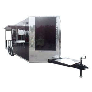 8.5' x 22' Concession BBQ Food Trailer Black With Appliances