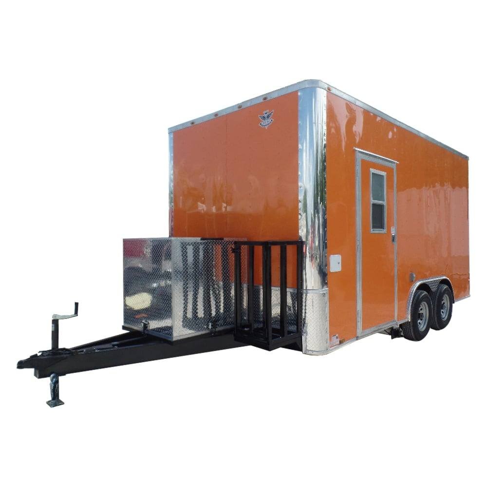 8.5′ x 16′ Concession Food Trailer Orange With Appliances