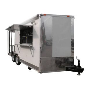 Concession Trailer 8.5' x 17' White - BBQ Smoker Food Vending