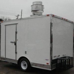8.5 x 12 White BBQ Trailer with 5-foot commercial grease hood - view 4