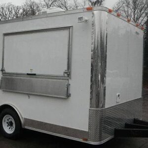 8.5 x 12 White BBQ Trailer with 5-foot commercial grease hood - view 3