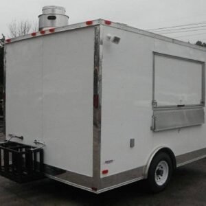 8.5 x 12 White BBQ Trailer with 5-foot commercial grease hood - view 9