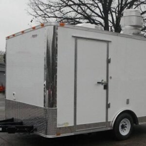 8.5 x 12 White BBQ Trailer with 5-foot commercial grease hood - view 6