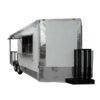 8.5 x 18 White BBQ Trailer with checkered awning and smoker porch