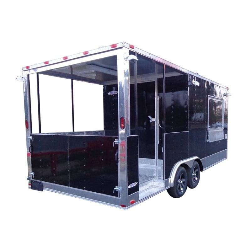 Concession Trailer 8.5′ x 20′ Black – BBQ Smoker Food Vending