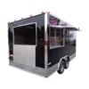 8.5 x 16 Black Event Trailer with glass serving and flip-down windows
