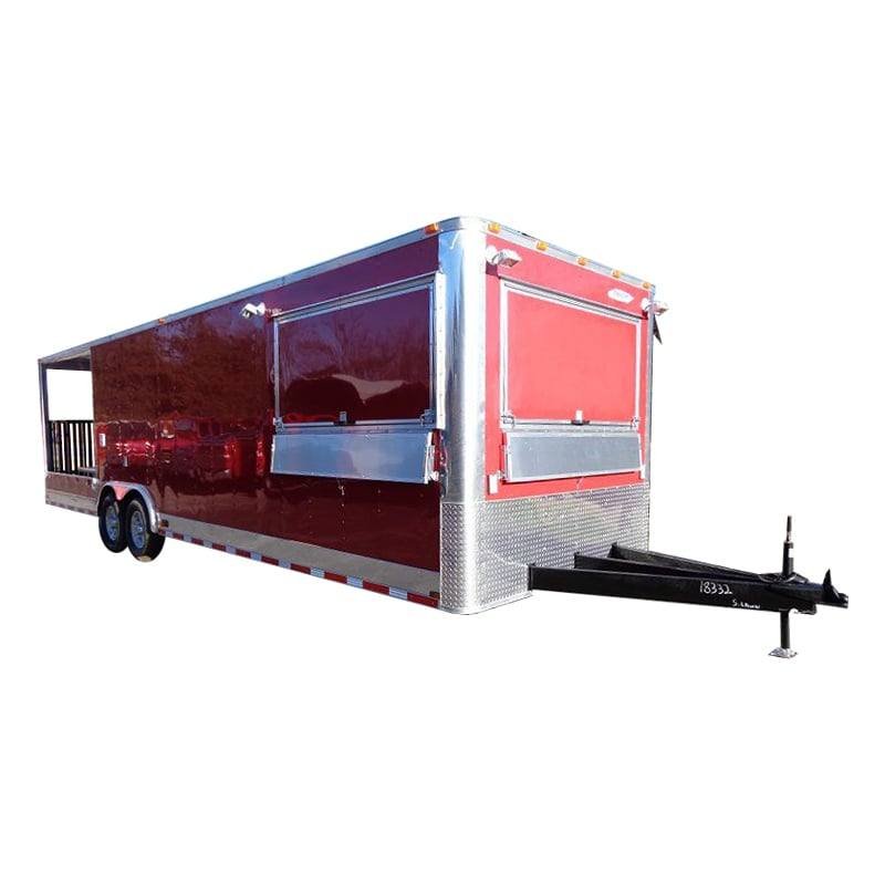 Concession Trailer 8.5’x30′ Red – Smoker BBQ Event Catering
