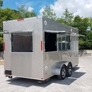 7 x 16 beige concession trailer with dual service windows - view 11