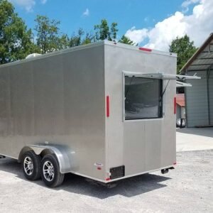 7 x 16 beige concession trailer with dual service windows - view 15