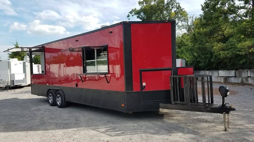 8.5′ x 26′ Red & Black BBQ Porch Concession Trailer With Appliances — photo 13