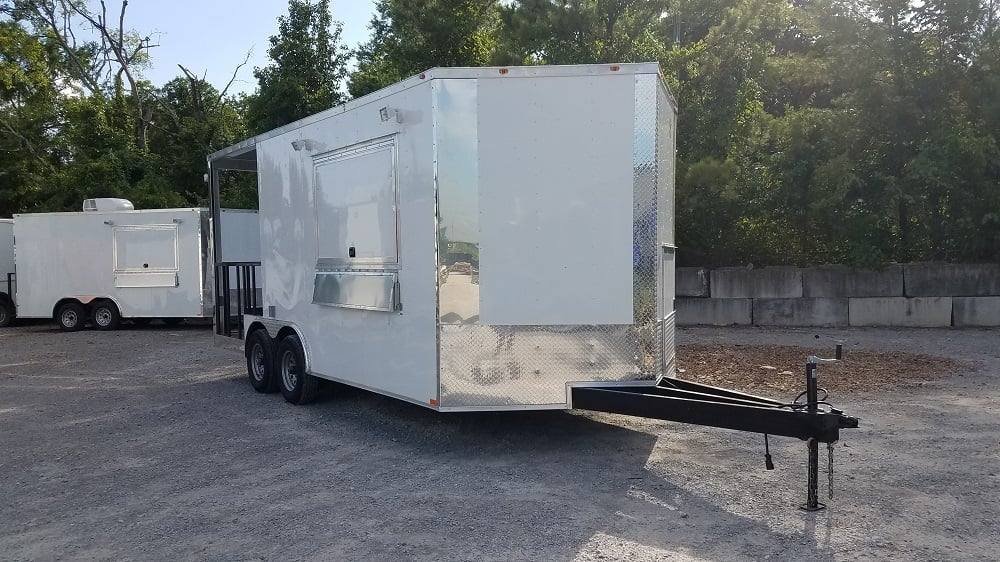 8.5′ x 18′ White Porch Style Event Concession Food Trailer — photo 5
