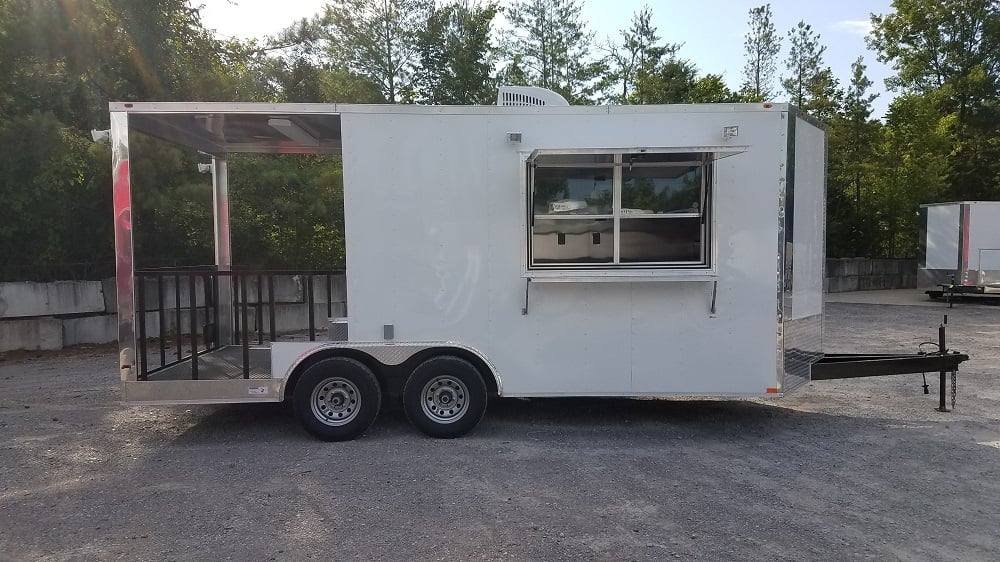 8.5′ x 18′ White Porch Style Event Concession Food Trailer — photo 12