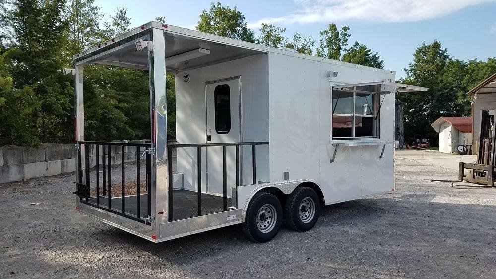 8.5′ x 18′ White Porch Style Event Concession Food Trailer — photo 7