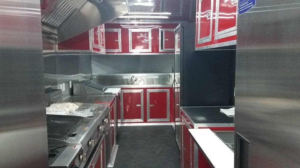 8.5′ x 26′ Red & Black BBQ Porch Concession Trailer With Appliances — photo 6