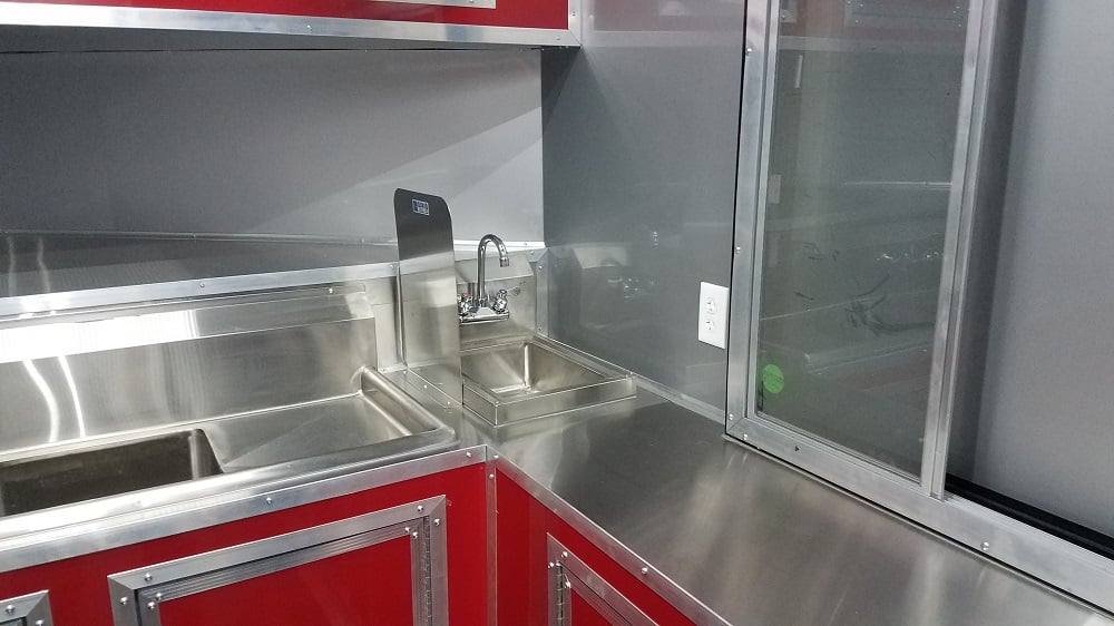 8.5′ x 26′ Red & Black BBQ Porch Concession Trailer With Appliances — photo 9