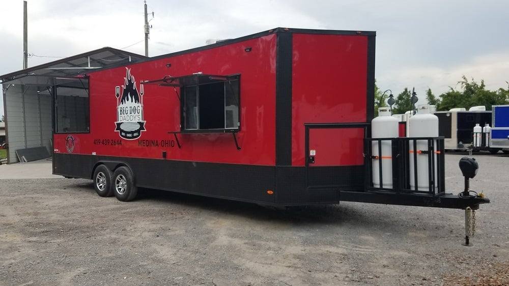 8.5′ x 26′ Red & Black BBQ Porch Concession Trailer With Appliances — photo 7