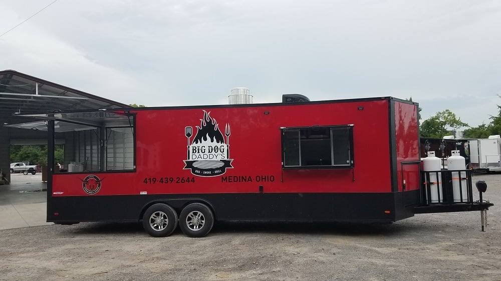 8.5′ x 26′ Red & Black BBQ Porch Concession Trailer With Appliances — photo 2