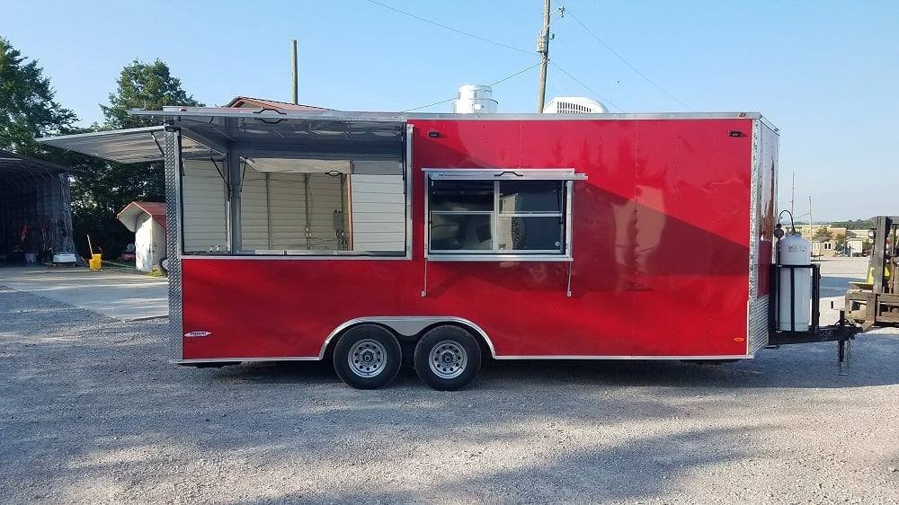 8.5′ x 20′ Red Porch Style Concession Food Trailer With Appliances — photo 2