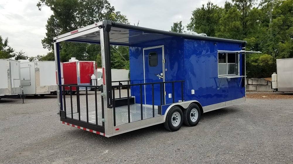 8.5′ x 22′ Cobalt Blue BBQ Porch Style Concession Food Trailer — photo 3