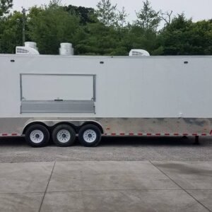 8.5' x 35' White Gooseneck Concession Food Trailer With Appliances