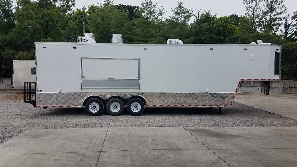 8.5′ x 35′ White Gooseneck Concession Food Trailer With Appliances