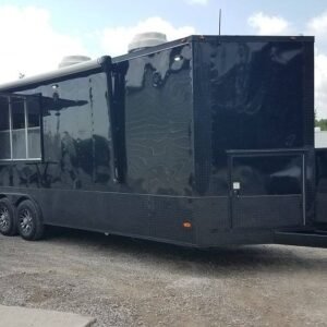 Black 8.5x25 BBQ Porch Style Concession Food Trailer