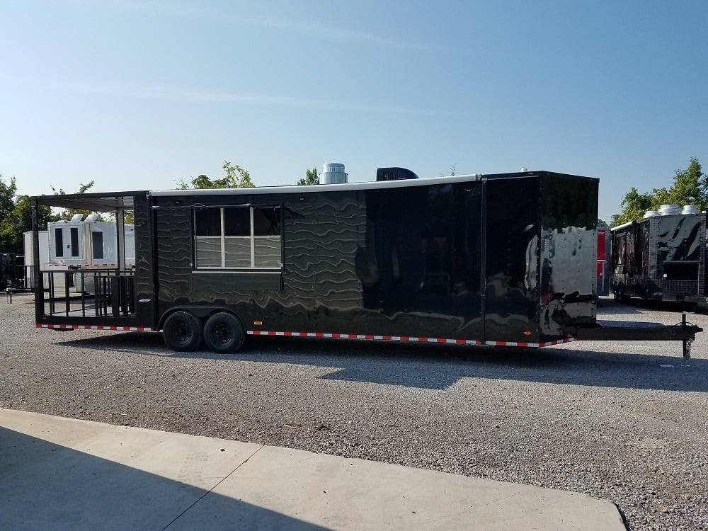 8.5′ x 32′ Black on Black BBQ Porch Concession Food Trailer — photo 9