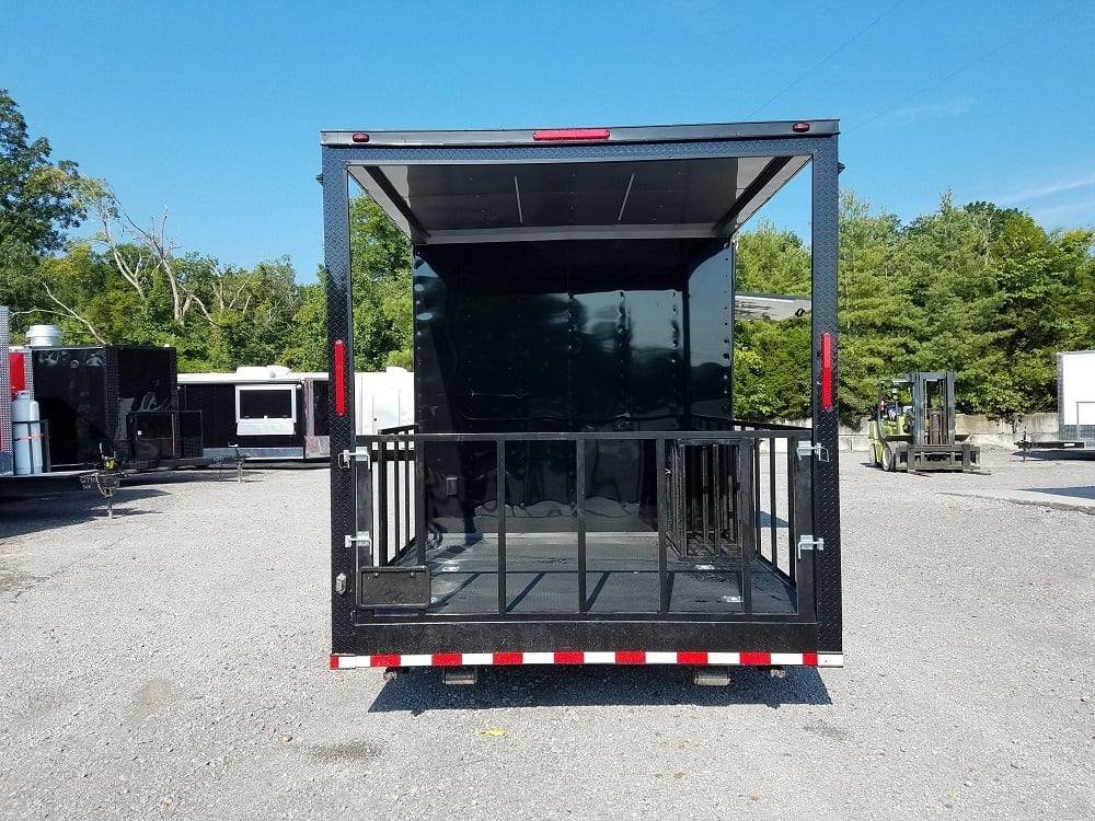 8.5′ x 32′ Black on Black BBQ Porch Concession Food Trailer — photo 10