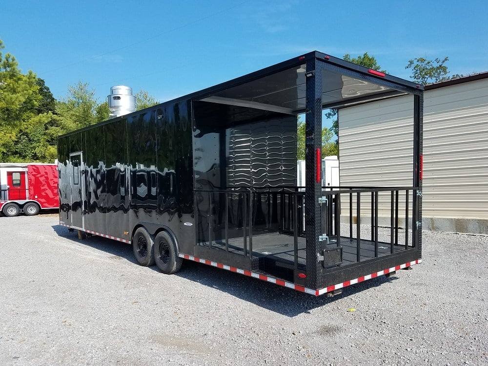 8.5′ x 32′ Black on Black BBQ Porch Concession Food Trailer — photo 3