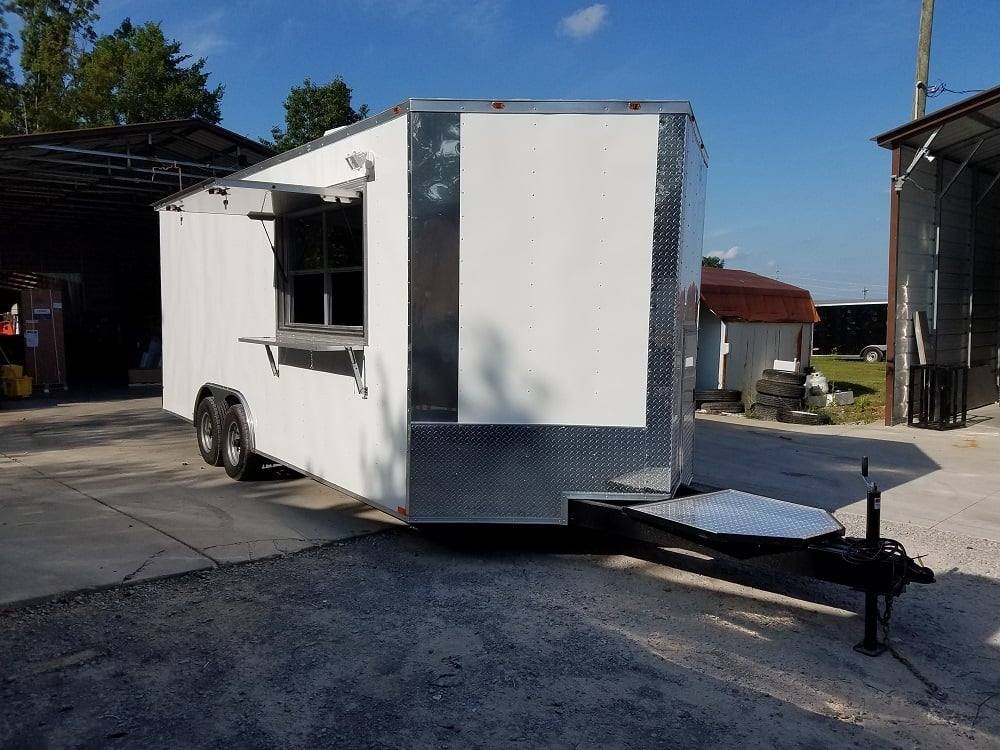 8.5′ x 20′ White Custom Concession Food Trailer With Appliances