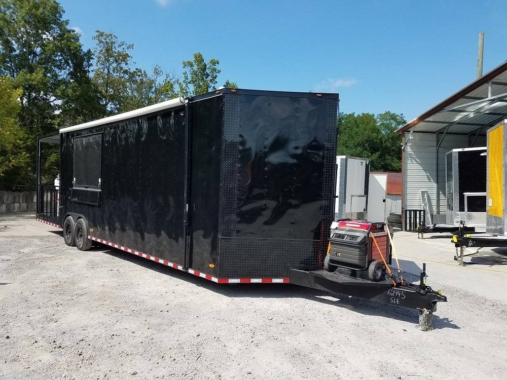 8.5′ x 32′ Black on Black BBQ Porch Concession Food Trailer With Appliances — photo 9