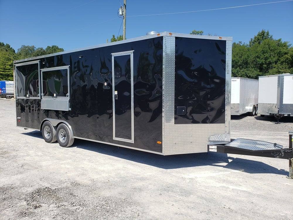 8.5′ x 22′ Black Porch Style Concession Food Trailer