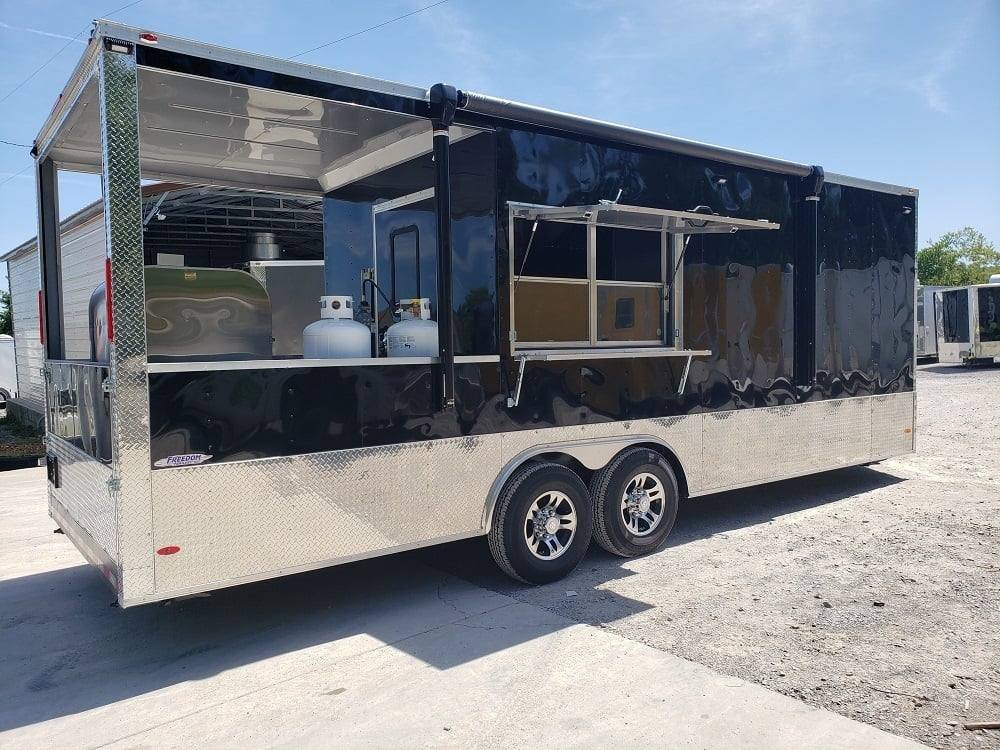 8.5′ x 24′ Black Concession BBQ Food Trailer With Appliances