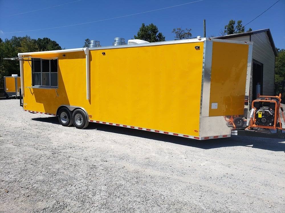 8.5′ x 28′ Yellow Food Concession Trailer With Appliances