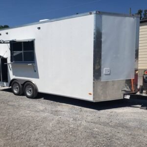 8.5' x 18' White Concession Food Trailer Ice Cream Vending