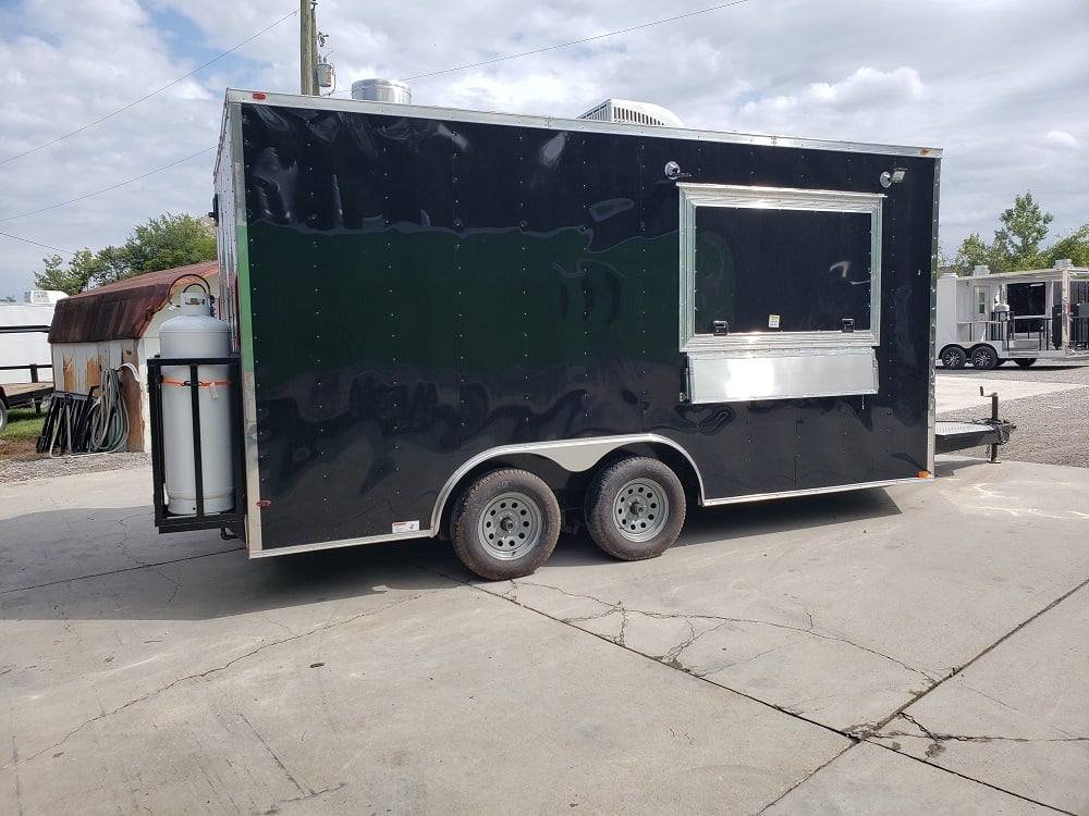8.5′ x 16′ Black Custom Concession Food Trailer With Appliances