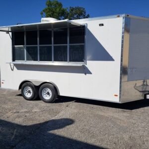 White 8.5x16 Catering Concession Food Trailer