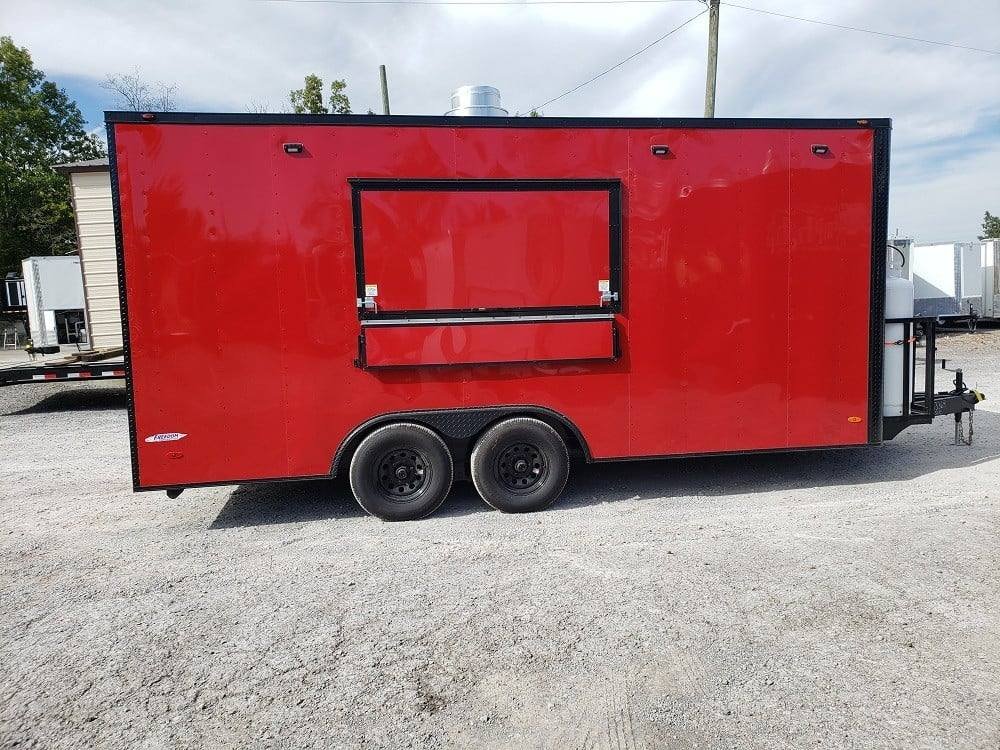 8.5′ x 18′ Red and Black Food Concession Trailer With Appliances — photo 3