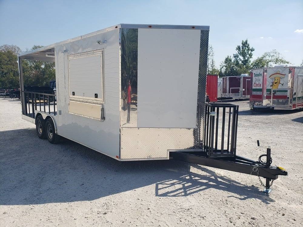 8.5′ x 22′ White BBQ Porch Concession Food Trailer — photo 4