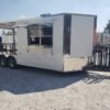8.5 x 22 White Porch Trailer with 12-foot covered porch and V-nose