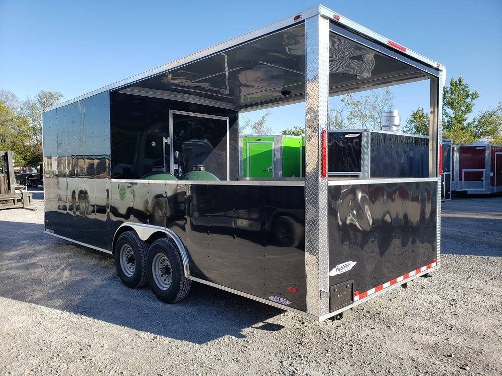8.5′ x 22′ Black Porch Style BBQ Concession Food Trailer