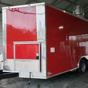 8.5' x 16' Victory Red Vending Concession Food Trailer With Appliances