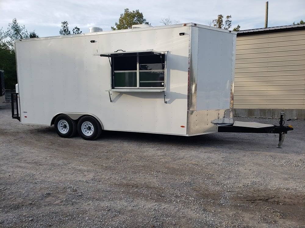 8.5′ x 18′ White Concession Food Trailer With Appliances