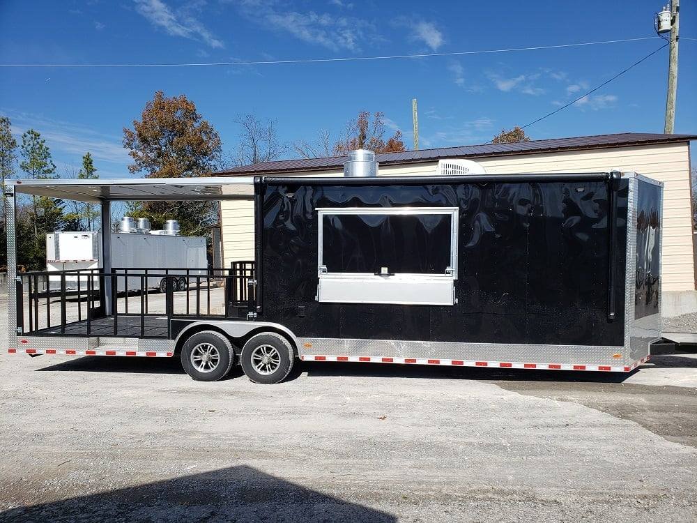 Black 8.5′ x 28′ BBQ Porch Concession Food Trailer — photo 10