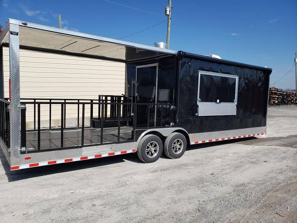 Black 8.5′ x 28′ BBQ Porch Concession Food Trailer — photo 8