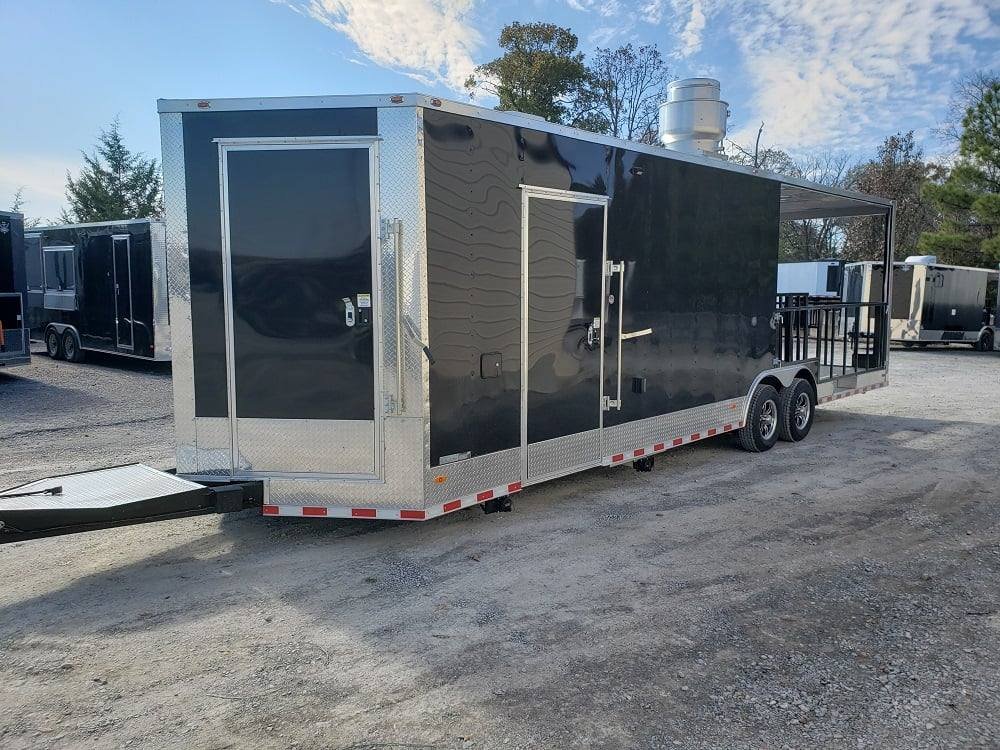 Black 8.5′ x 28′ BBQ Porch Concession Food Trailer — photo 7
