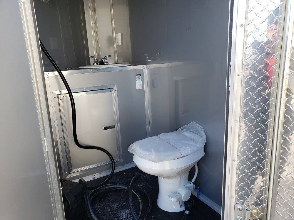 Black 8.5′ x 28′ BBQ Porch Concession Food Trailer — photo 2