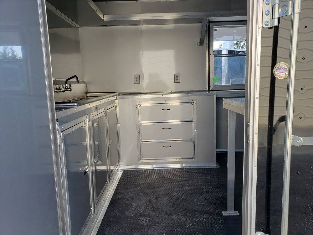 Black 8.5′ x 28′ BBQ Porch Concession Food Trailer — photo 3