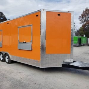 8.5' x 20' Orange V-Nose Concession Food Trailer